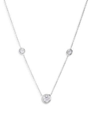 18K White Gold or 18K Yellow Gold Diamond by the Inch Diamond Bezel Station Necklace by ROBERTO COIN