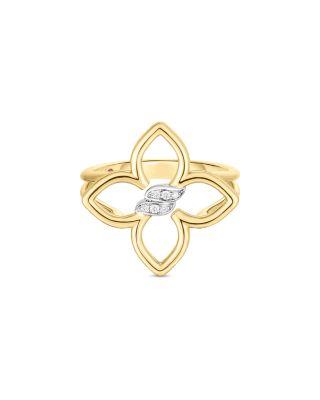 18K White & Yellow Gold Cialoma Diamond Open Flower Ring by ROBERTO COIN