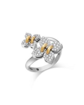 18K White & Yellow Gold Love in Verona Filo Flower Bypass Ring by ROBERTO COIN
