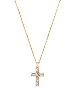 18K Yellow Gold Diamond Cross Pendant Necklace by ROBERTO COIN