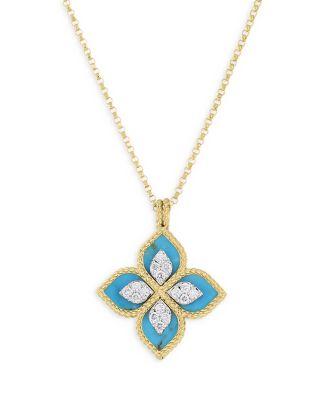 18K Yellow Gold Diamond & Colored Stone Venetian Princess Pendant Necklace by ROBERTO COIN
