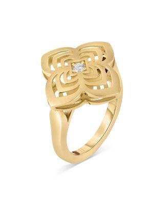 18K Yellow Gold Palazzo Ducale Diamond Satin Flower Ring by ROBERTO COIN 18K Yellow Gold Palazzo Ducale Diamond Satin Flower Ring by ROBERTO COIN