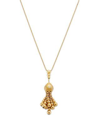 18K Yellow Gold Princess Diamond Tassel Pendant Necklace by ROBERTO COIN