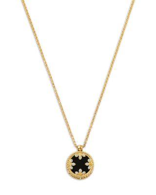 18K Yellow Gold Venetian Medallion Black Jade & Diamond Pendant Necklace by ROBERTO COIN