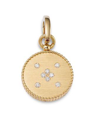 18K Yellow Gold Venetian Princess Diamond Flower Disc Pendant by ROBERTO COIN