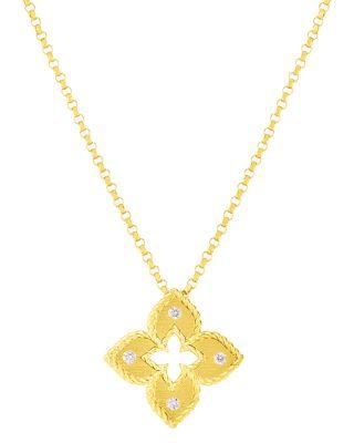 18K Yellow Gold Venetian Princess Diamond Flower Pendant Necklace by ROBERTO COIN