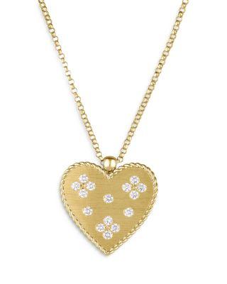 18K Yellow Gold Venetian Princess Diamond Heart Pendant Necklace by ROBERTO COIN