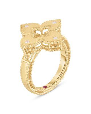 18K Yellow Gold Venetian Princess Diamond Quatrefoil Ring by ROBERTO COIN