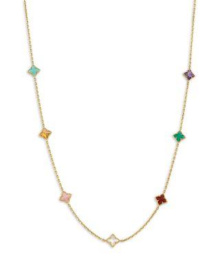18K Yellow Gold Venetian Princess Multi Gemstone Flower Station Necklace by ROBERTO COIN