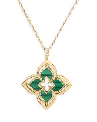 18K Yellow Gold Venetian Princess Pirouette Gemstone & Diamond Reversible Flower Pendant Necklace by ROBERTO COIN