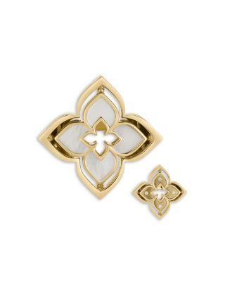 18K Yellow Gold Venetian Princess Pirouette Mother of Pearl & Diamond Reversible Flower Ring by ROBERTO COIN