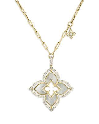 18K Yellow Gold Venetian Princess Pirouette Mother of Pearl & Diamond Reversible Pendant Necklace by ROBERTO COIN