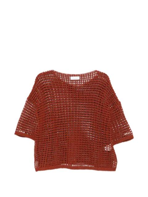 brick open-knit T-shirt by ROBERTO COLLINA