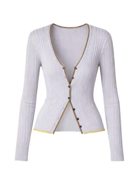 contrast-stitch ribbed cardigan by ROBERTO COLLINA