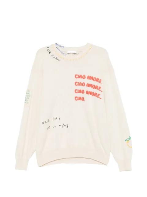 embroidery crew-neck sweater by ROBERTO COLLINA
