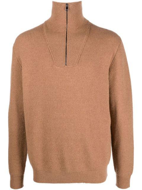 half zip ribbed jumper by ROBERTO COLLINA