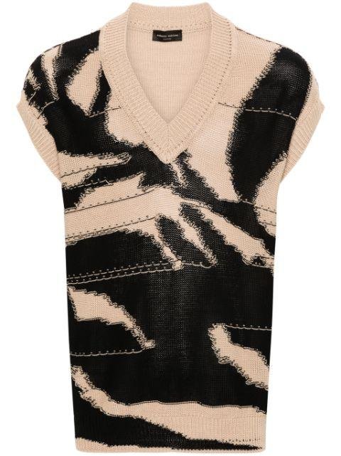 intarsia-knit cotton vest by ROBERTO COLLINA