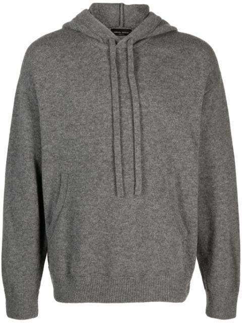 mélange-effect merino-blend knitted hoodie by ROBERTO COLLINA