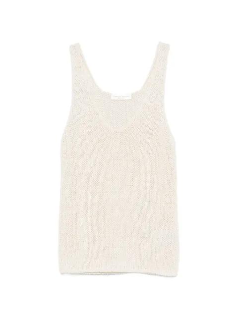 open-knit V-neck top by ROBERTO COLLINA