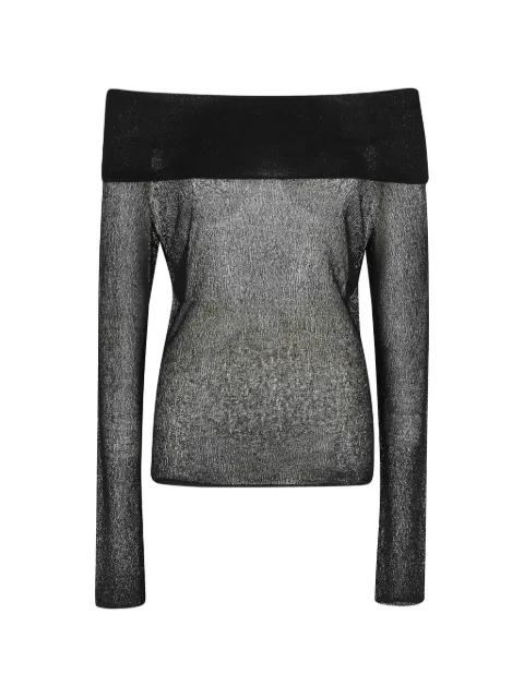 openwork lace-effect off-the-shoulder sweater by ROBERTO COLLINA