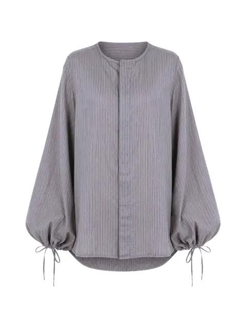pinstripe-pattern puff-sleeve cotton blouse by ROBERTO COLLINA