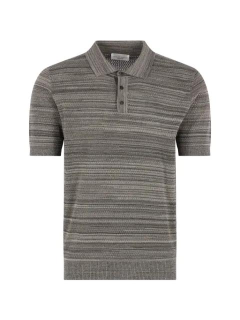pointelle-knit striped polo shirt by ROBERTO COLLINA