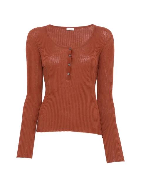 ribbed-knit button-up T-shirt by ROBERTO COLLINA
