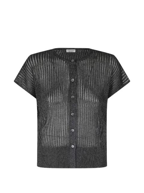 ribbed-knit short-sleeve cardigan by ROBERTO COLLINA