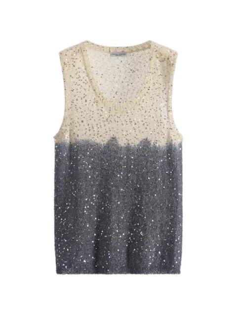 sequin v-neck top by ROBERTO COLLINA