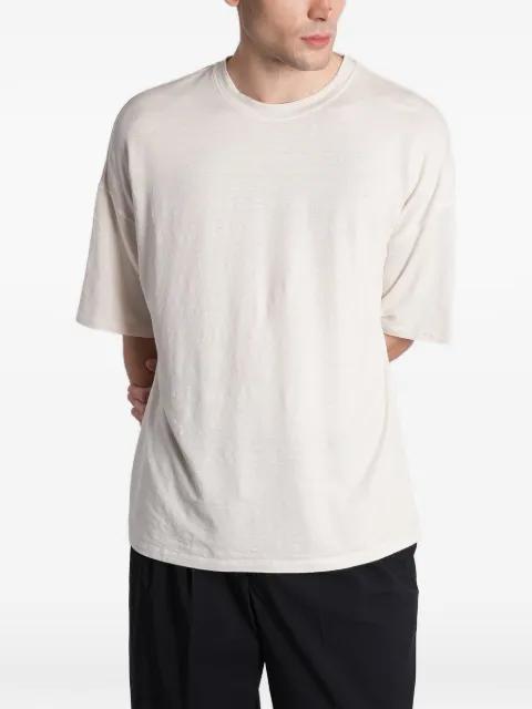 short-sleeve crewneck linen T-shirt by ROBERTO COLLINA