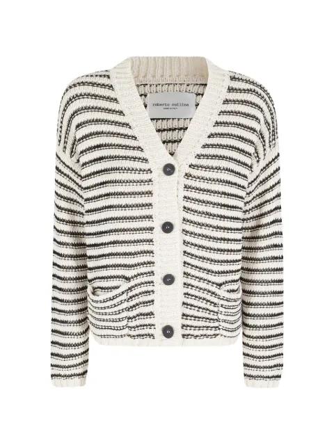 striped chunky-knit cardigan by ROBERTO COLLINA