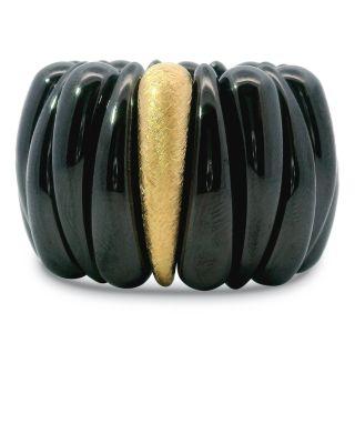 18K Yellow Gold Demeglio Artiglio Black Ceramic Stretch Statement Ring by ROBERTO DEMEGLIO