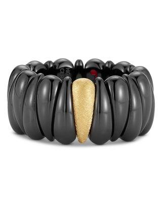 Artiglio Black Ceramic & 18K Yellow Gold Ring by ROBERTO DEMEGLIO