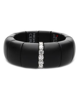 Matte Black Ceramic Diamond Ring by ROBERTO DEMEGLIO