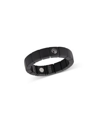 Men's 18K White Gold Black Diamond Black Ceramic Stretch Ring by ROBERTO DEMEGLIO