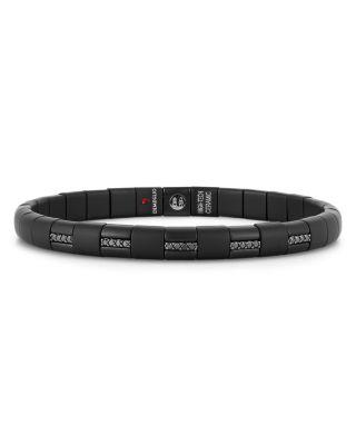 Men's 18K White Gold & Black Ceramic UOMO Black Diamond Pura Bracelet by ROBERTO DEMEGLIO