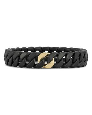 Men's 18K Yellow Gold Black Ceramic Groumette Link Bracelet by ROBERTO DEMEGLIO