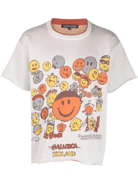 Smiley-print cotton T-shirt by ROBYN LYNCH
