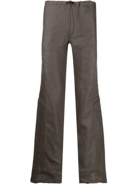 drawstring-waist linen cargo trousers by ROBYN LYNCH