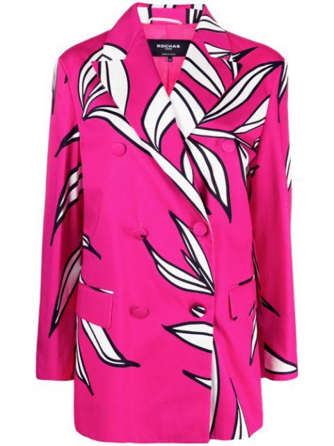 floral-print double-breasted blazer by ROCHAS