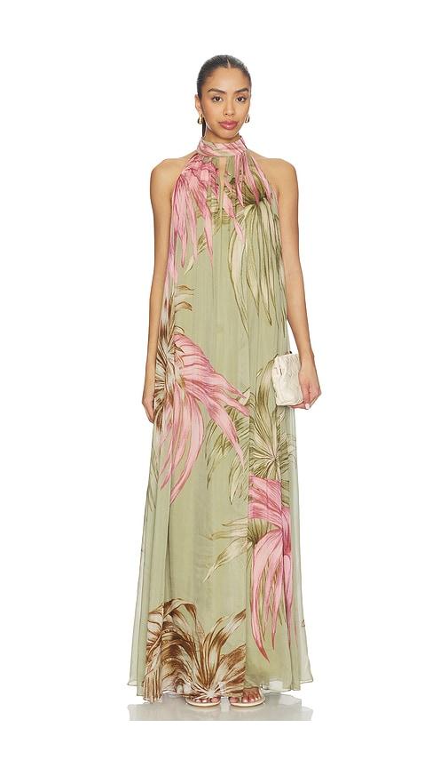 ROCOCO SAND Flared Maxi Dress in Green by ROCOCO SAND