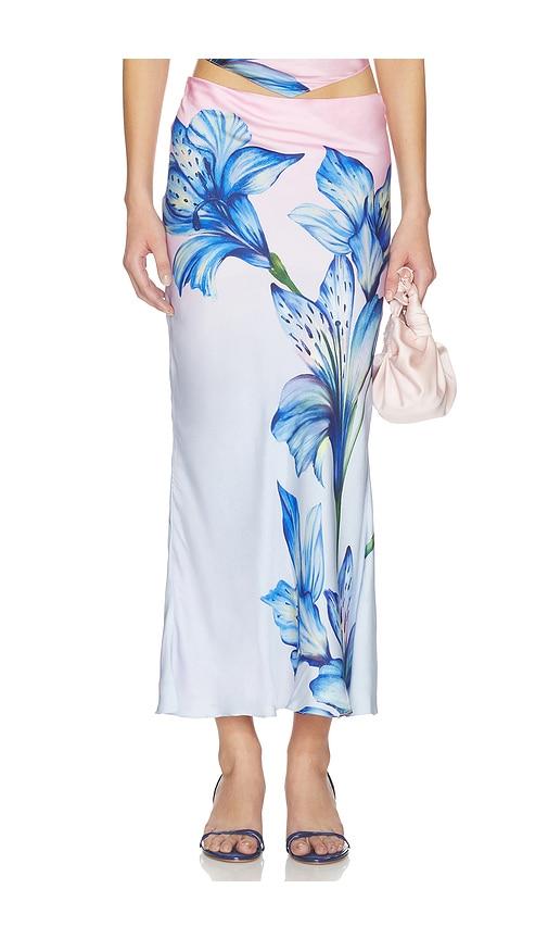 ROCOCO SAND Midi Skirt in Blue,Pink by ROCOCO SAND