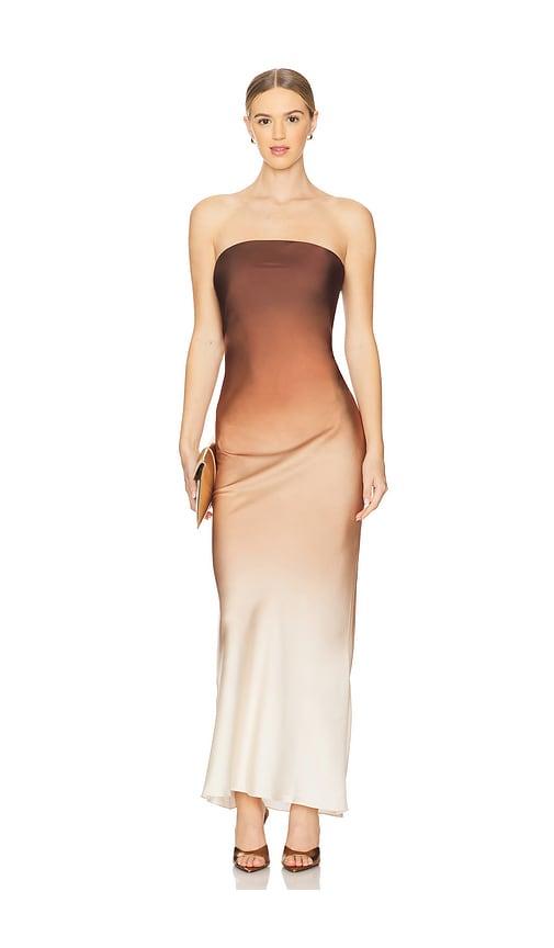 ROCOCO SAND Strapless Maxi Dress in Brown by ROCOCO SAND
