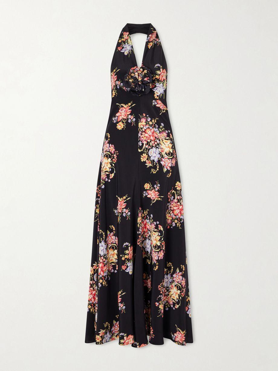 Floral-print silk-crepe halterneck gown by RODARTE