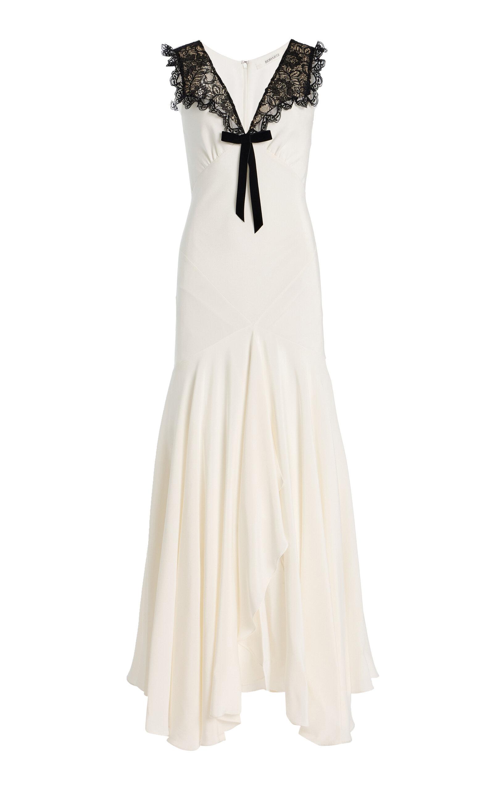 Rodarte Lace-Trimmed Silk Crepe Bias Maxi Dress - Moda Operandi by RODARTE