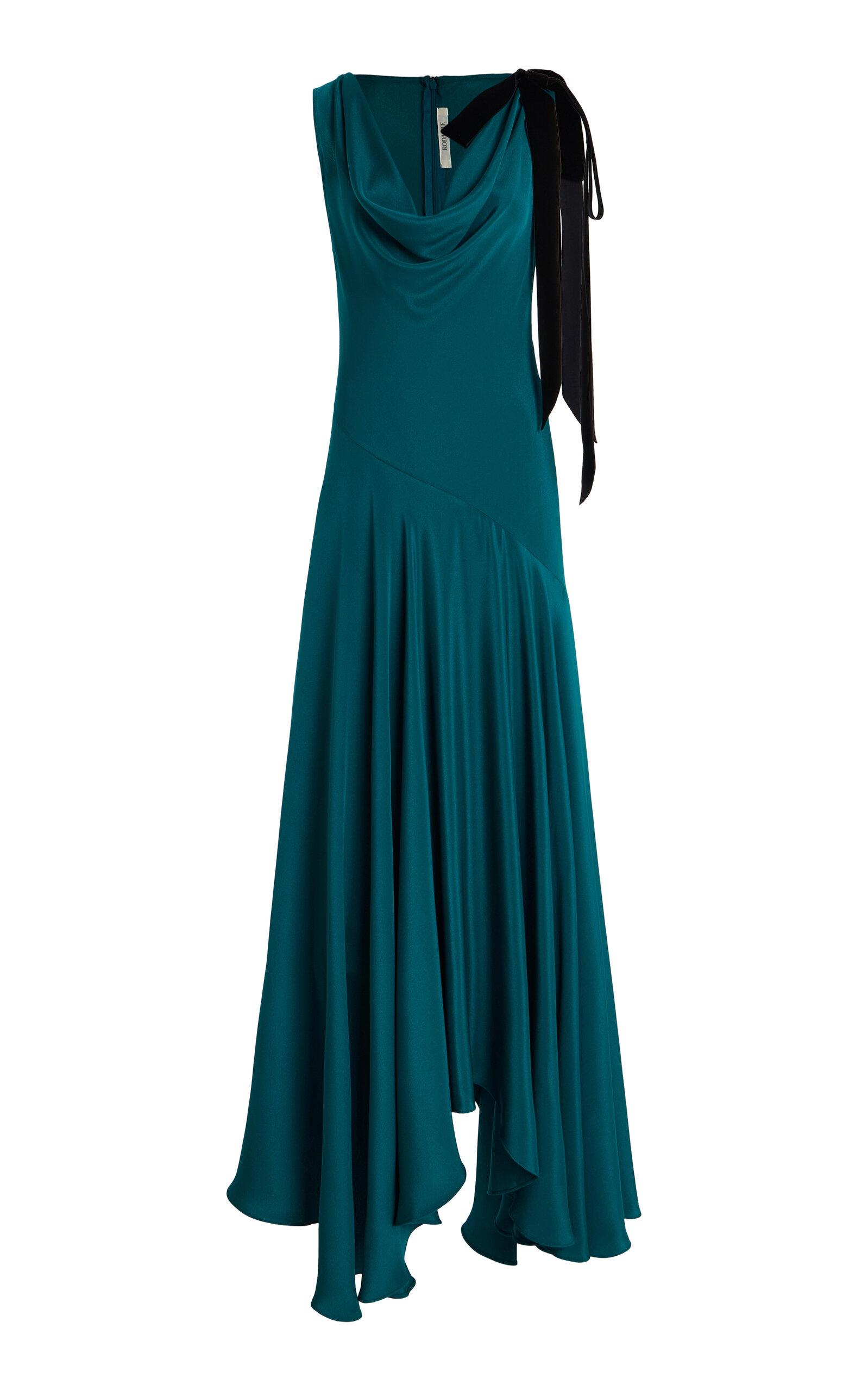 Rodarte Velvet-Trimmed Silk Crepe Cowl-Neck Maxi Dress - Moda Operandi by RODARTE