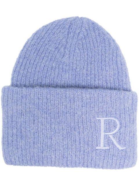 embroidered-logo knitted beanie by RODEBJER