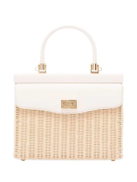 medium wicker top handle shoulder bag by RODO