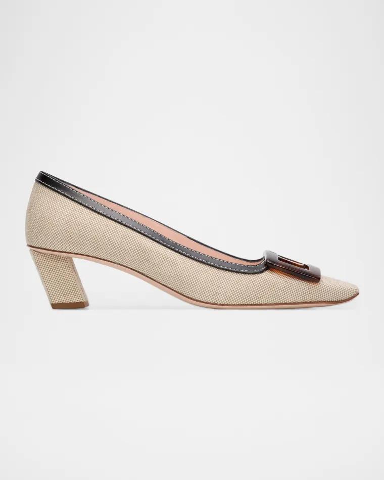 45mm Belle Vivier Turtle Linen Pumps by ROGER VIVIER