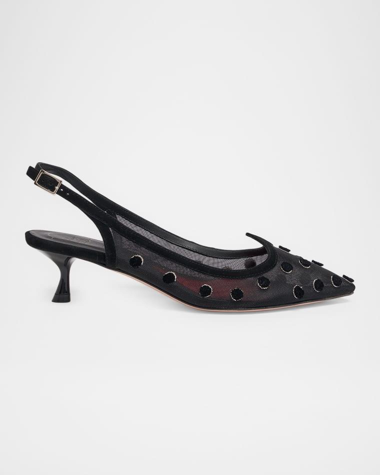45mm I Love Vivier Dots Embroidered Mesh Slingback Pumps by ROGER VIVIER